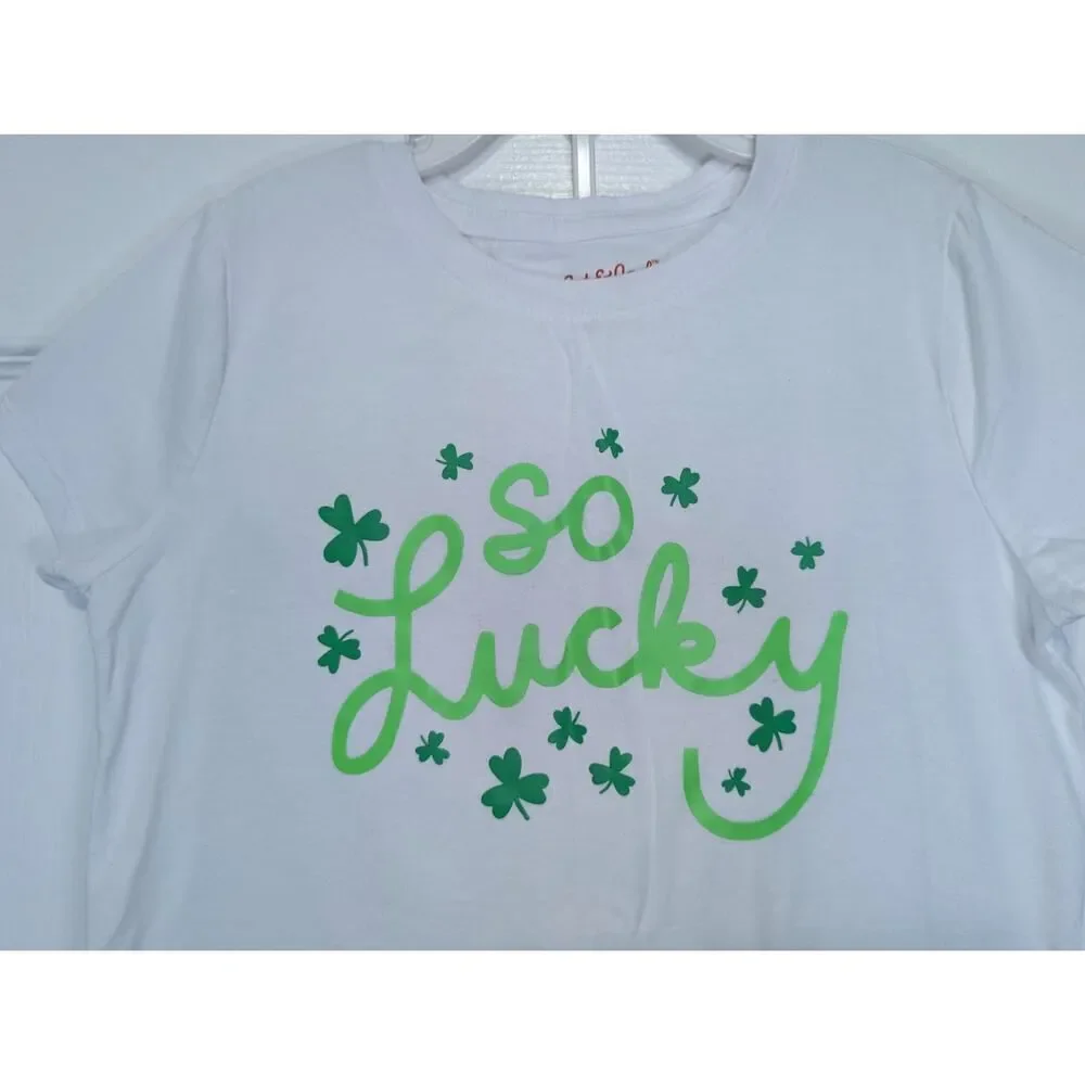 Girls St. Patrick's Day Outfit Set Top & Leggings Size 7/8 Cat & Jack Shamrocks